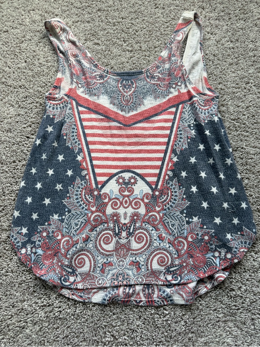 Moa Moa Red, Blue, White Paisley Americana Tank Top